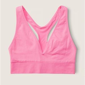 PINK VICTORIAS SECRET SEAMLESS PLUNGE BRALETTE SZ L DREAMY PINK